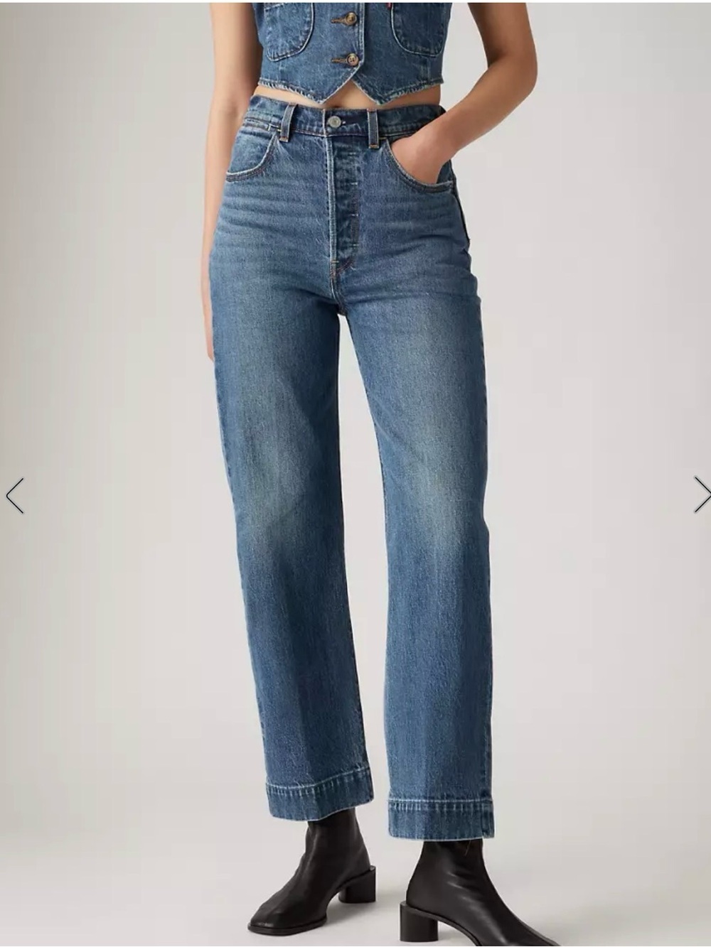 Levi's Ribcage High-Rise Cropped Straight Ankle Tailored Jeans, Trouser, Size 31
